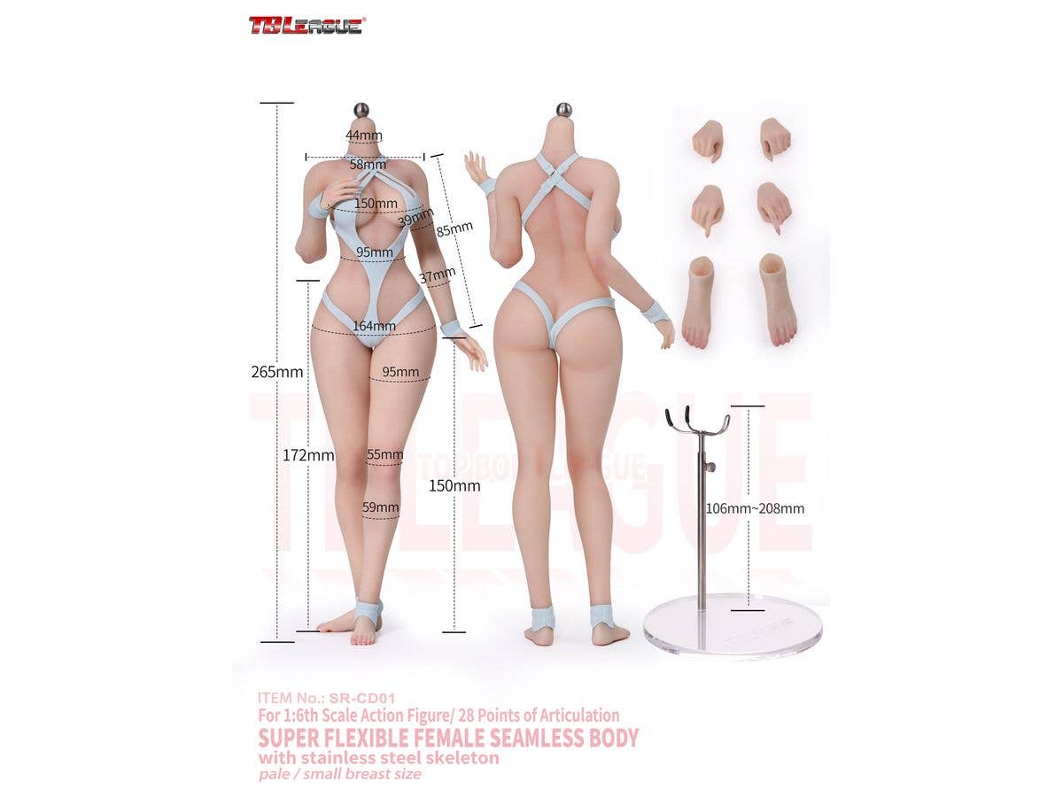 TB League Alluring Kitty Girl Platinum Silicone Female Body Pale Skin Small Bust