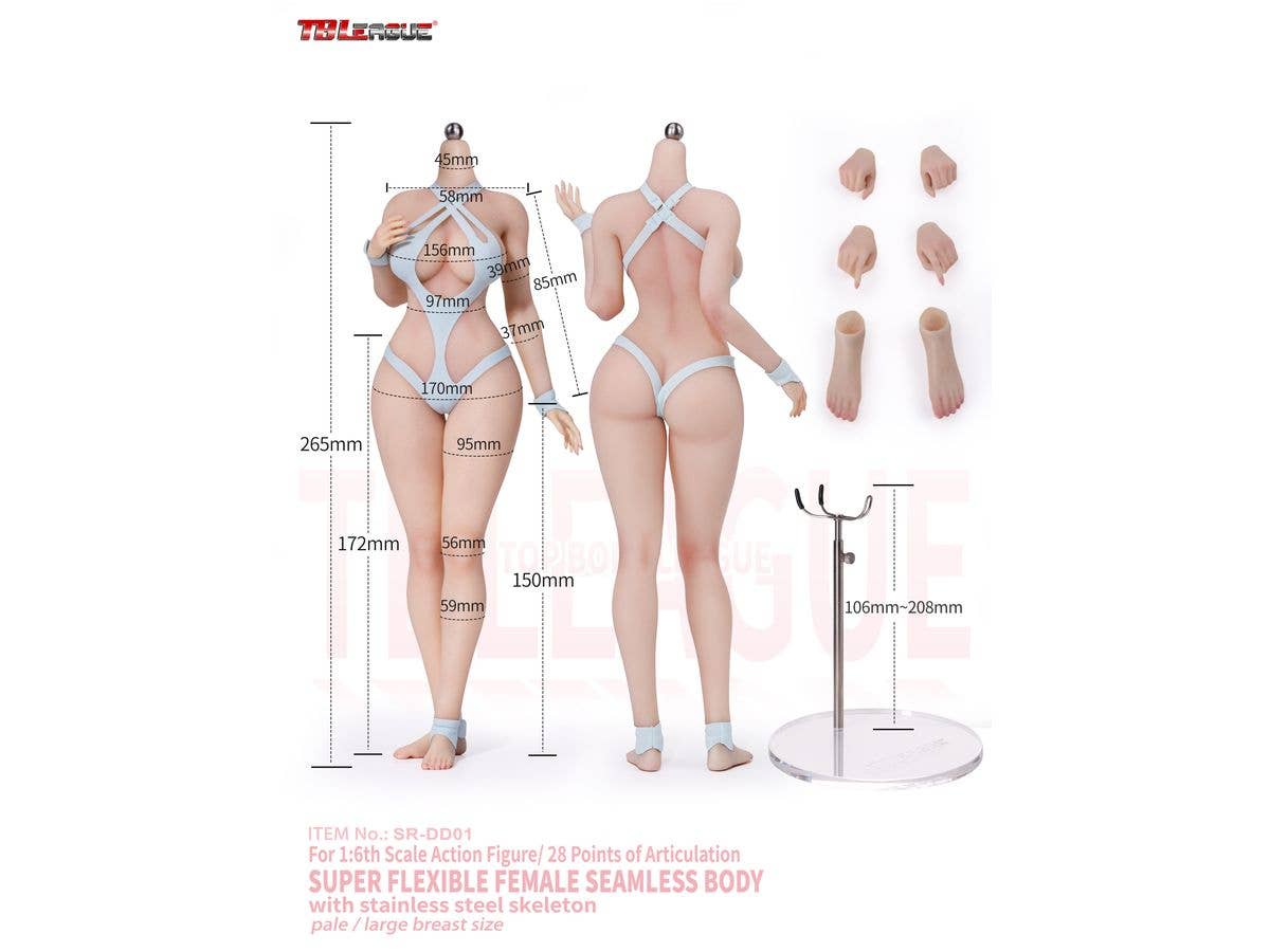 TB League Alluring Kitty Girl Platinum Silicone Female Body Pale Skin Large Bust