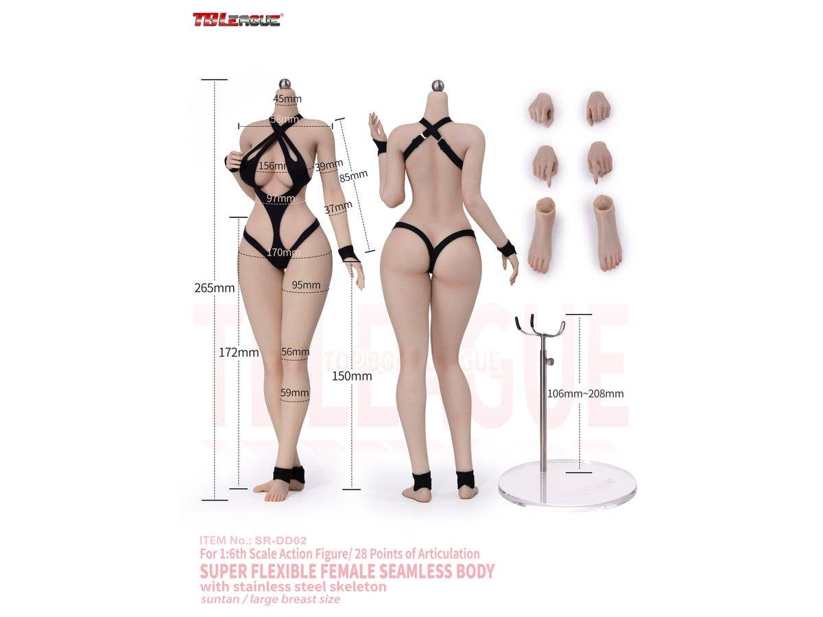 TB League Alluring Kitty Girl Platinum Silicone Female Body Suntanned Large Bust