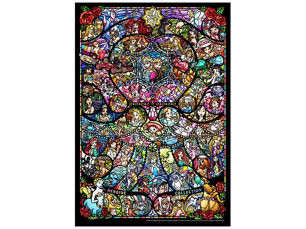 Stained Art Jigsaw Puzzle: Disney Disney & Disney: Pixar Heroine Collection Stained Glass Gyutto 500pcs (25cm x 36cm)