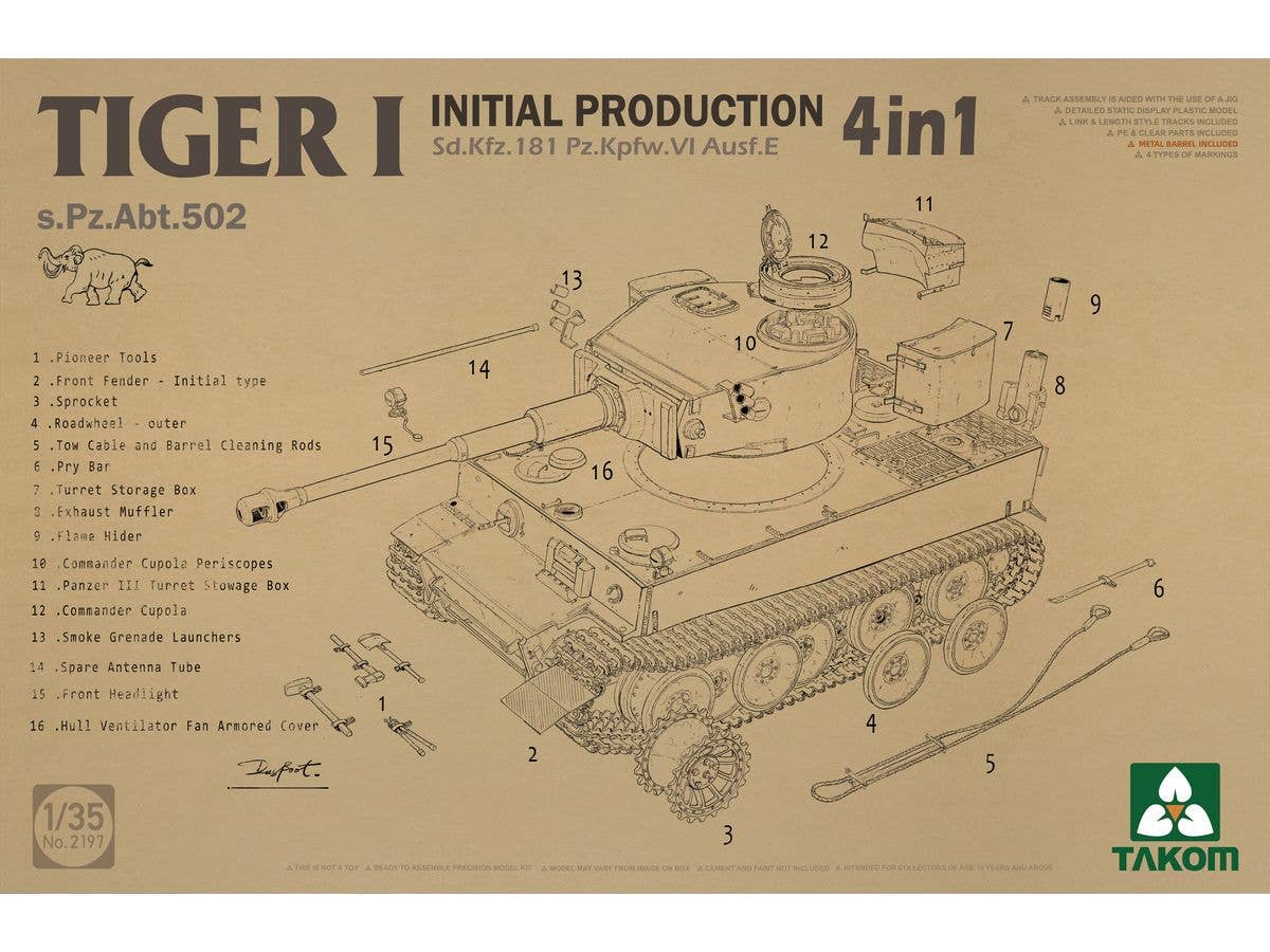 TIGER I INITIAL PRODUCTION Sd.Kfz.181 Pz.Kpfw.VI Ausf.E 4 in 1