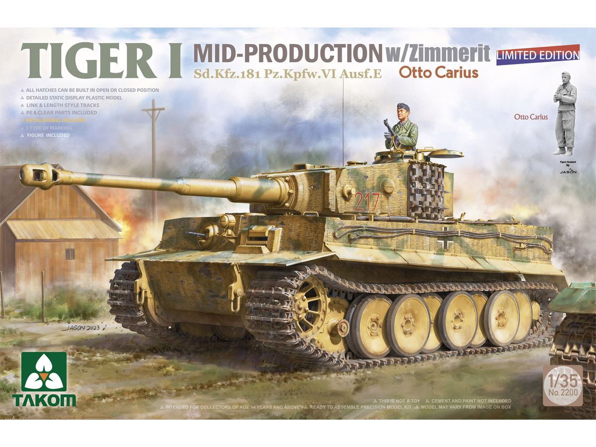 Tiger I Mid-Production w/Zimmerit Sd.Kfz.181 Pz.Kpfw.VI Ausf.E Otto Carius (Limited edition)