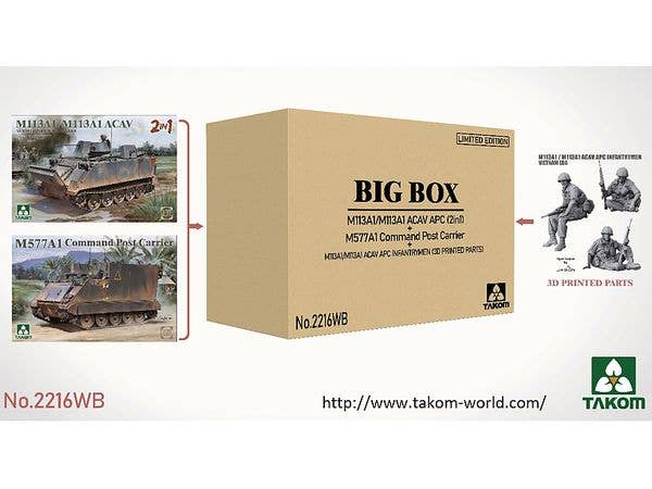 BIG BOX Limited Edition M113A1/M113A1 ACAV + M577A1 Command Post Carrier + M113A1/M113A1 ACAV APC Infantrymen (3D Printed Parts)