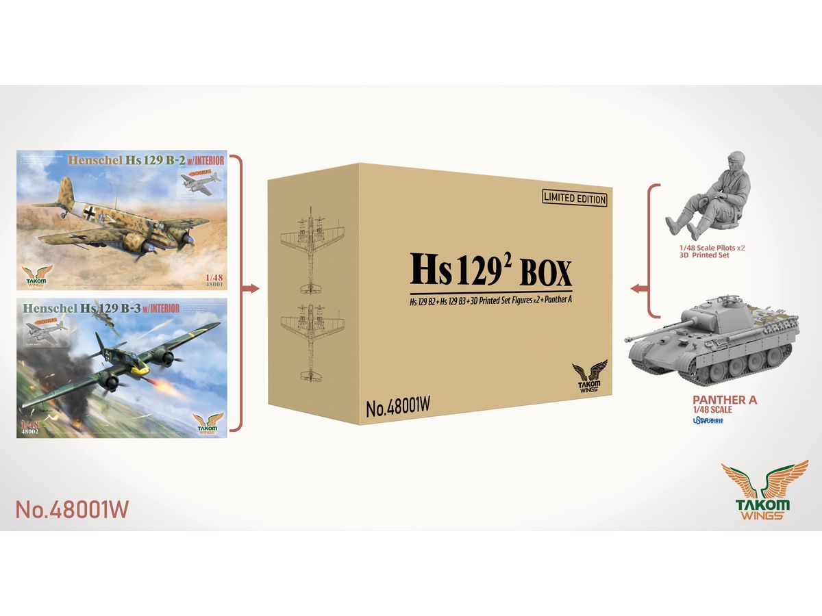 Henschel Hs129 Box (TKO48001 + TKO48002 + Panther A & Pilot Figure) Limited Edition