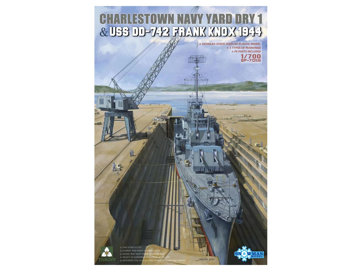 Charlestown Navy Arsenal No. 1 Dry Dock & US Navy Destroyer USS Frank Knox DD-742 1944