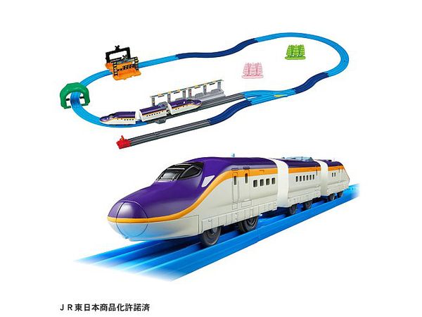 Consolidated! E8 series Tsubasa & Tomica Arch Railroad Crossing Set (First Time Bonus with 3 S-shaped Rails)
