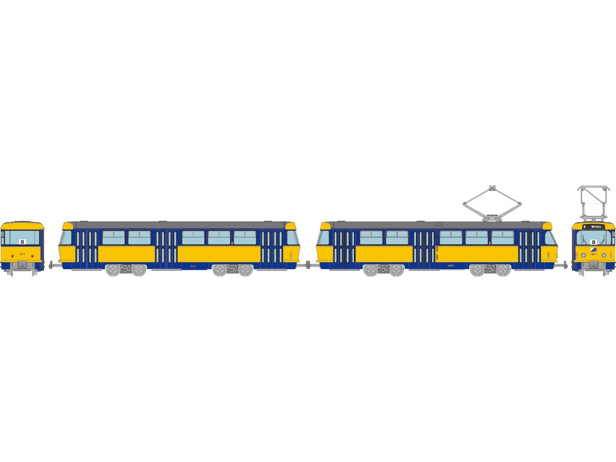 The Trains Collection Leipzig Tram Tatra T4 + B4 Type 2 Car Set F