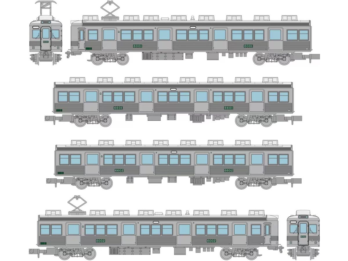 The Trains Collection Nankai Electric Railway 6000 Series (Nostalgic Stainless Steel Unpainted) 4-Car Set