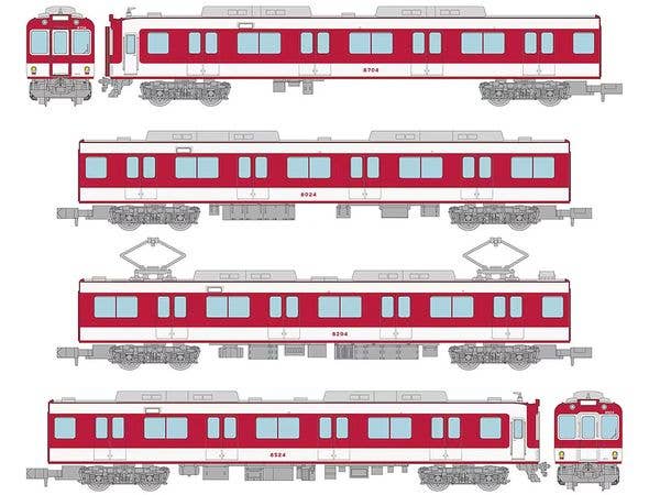 The Trains Collection Kintetsu Railway 8000 Series (Early Model, New Paint, With Side Stripe) 4-Car Set A
