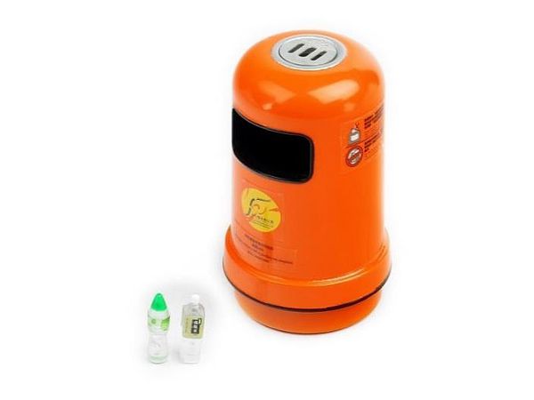 Tiny Public Trash with Empty PET Bottle