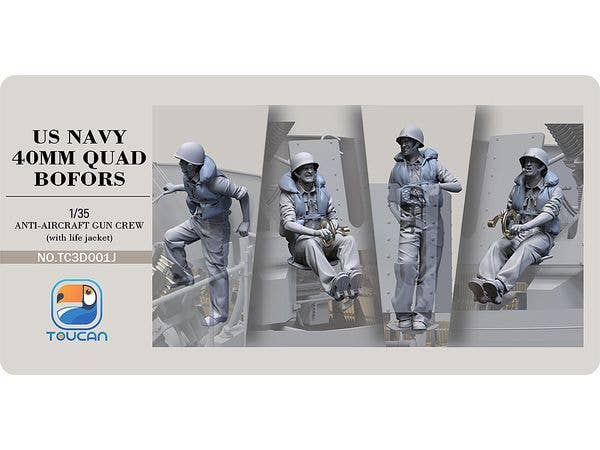 US Navy 40mm Quad Bofors Anti-Aircraft Gun Crew 1 (with life jacket)