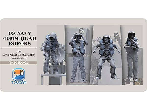 US Navy 40mm Quad Bofors Anti-Aircraft Gun Crew 2 (with life jacket)