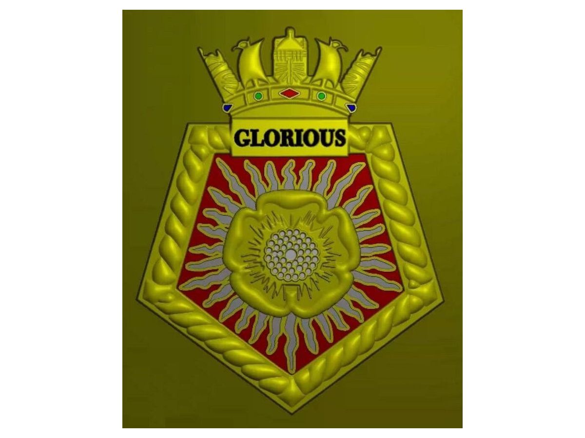 World War II Royal Navy Aircraft Carrier GLORIOUS Metal Crest