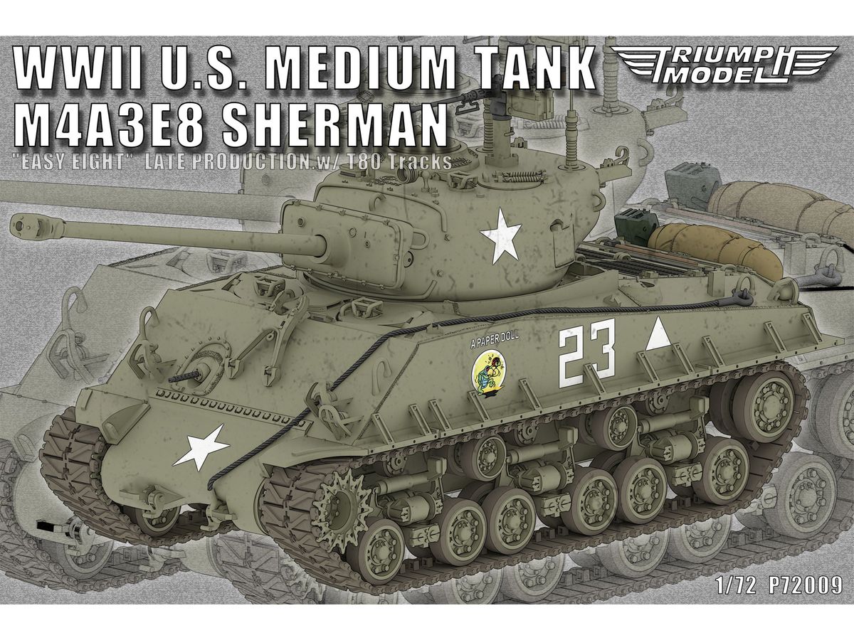 WWII U.S. Medium Tank M4A3E8 Sherman Easy Eight Late Production.w/ T80 Tracks
