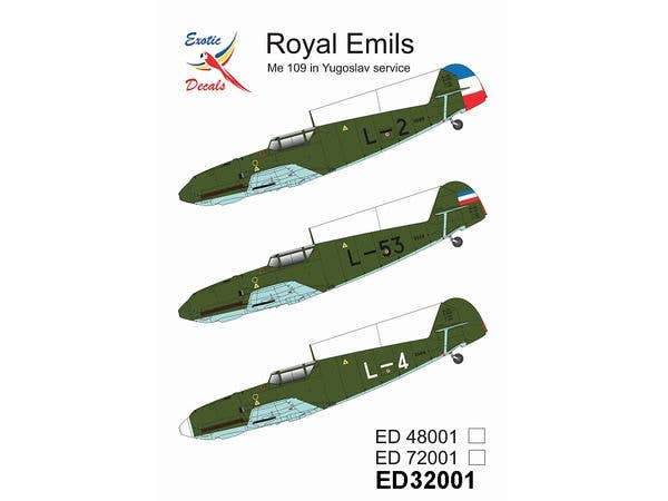 Royal Emils - Me 109 in Yugoslav service version of ED48001/ ED72001 decals