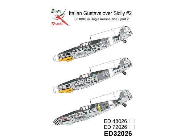 Italian Gustavs over Sicily #2 - Bf 109G in Regia Aeronautica part 2 (3 different markings of 3 different planes - decals enough for one model only)