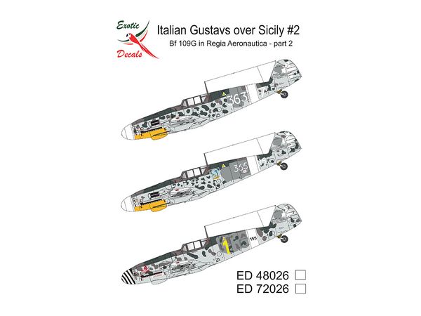 Italian Gustavs over Sicily #2 - Bf 109G in Regia Aeronautica part 2 (3 different markings of 3 different planes - decals enough for one model only)