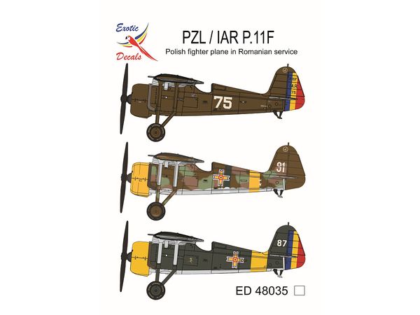 PZL/IAR P.11F  Polish Fighter Plane in Romanian Service Decals (8 different markings  decals enough for one model only)