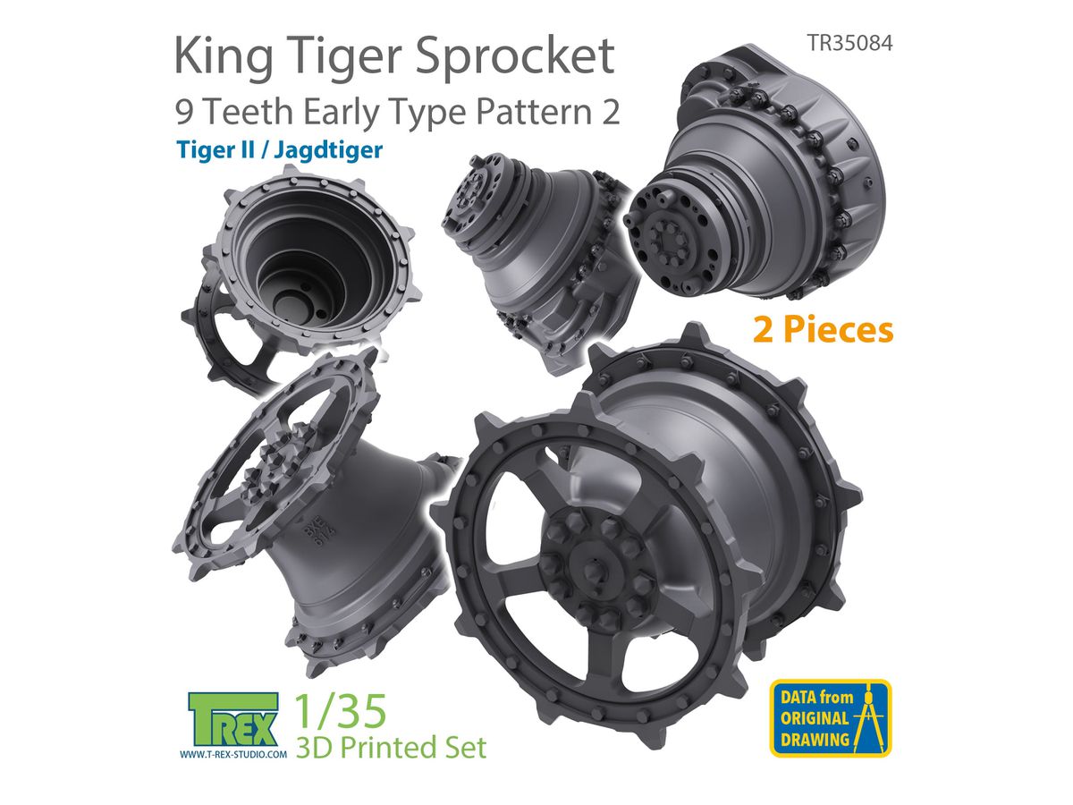 WW.II German King Tiger Sprocket 9 Teeth Early Type Pattern 2 2 pcs Set