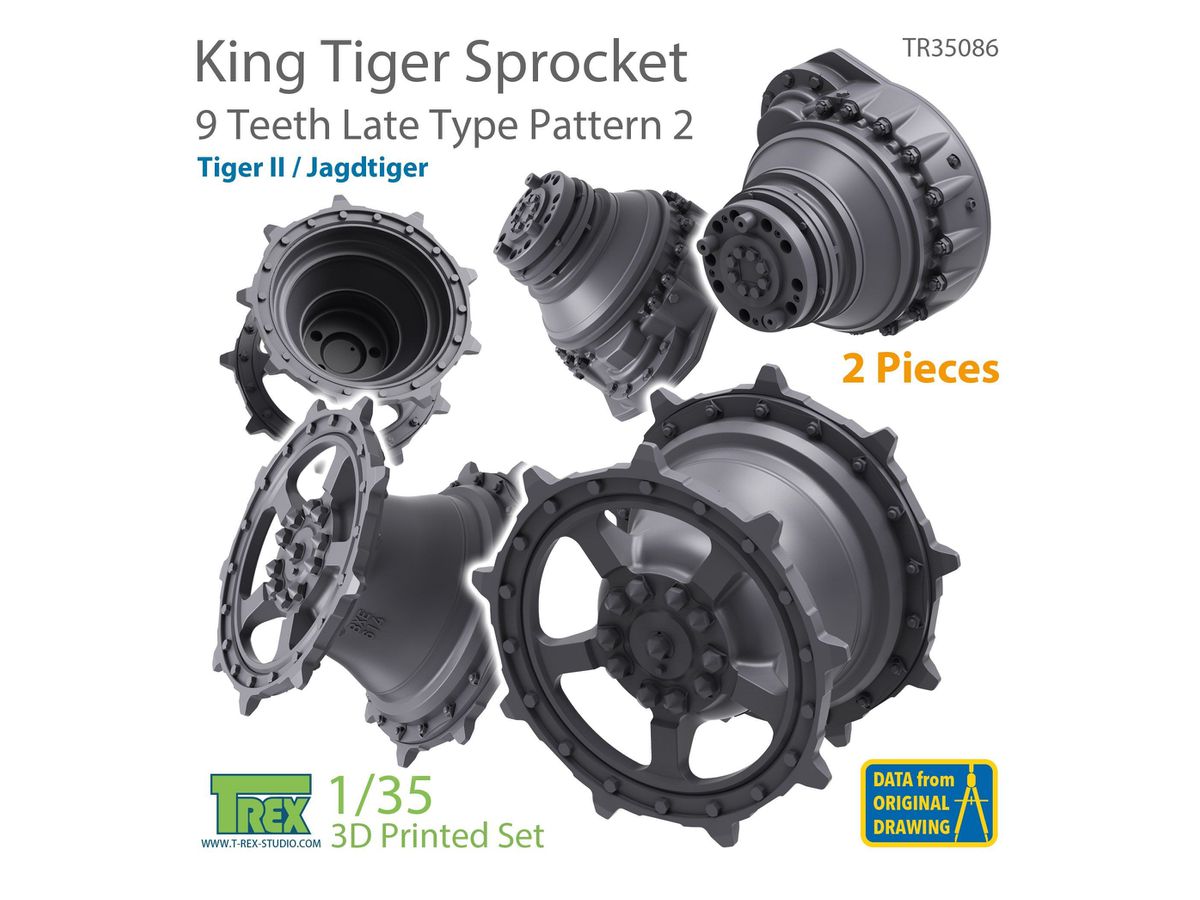 WW.II German King Tiger Sprocket 9 Teeth Late Type Pattern 2 2 pcs Set