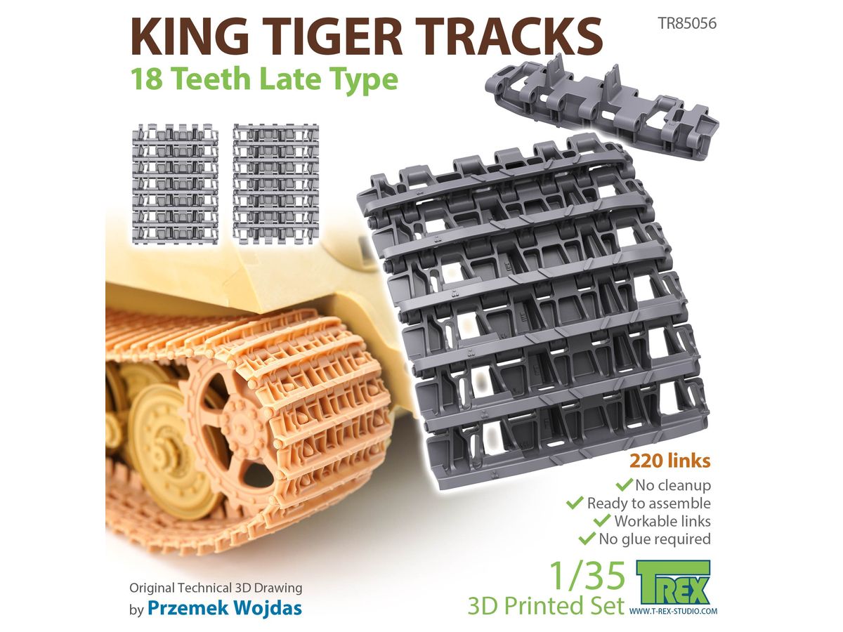 WW.II German King Tiger Track for 18-tooth Propulsion Wheels Late Model