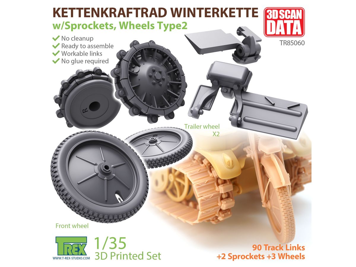 WW.II German Kettenkrat Winter Ketten Crawler with Starter Wheel / Tire Type2 (for Tamiya)