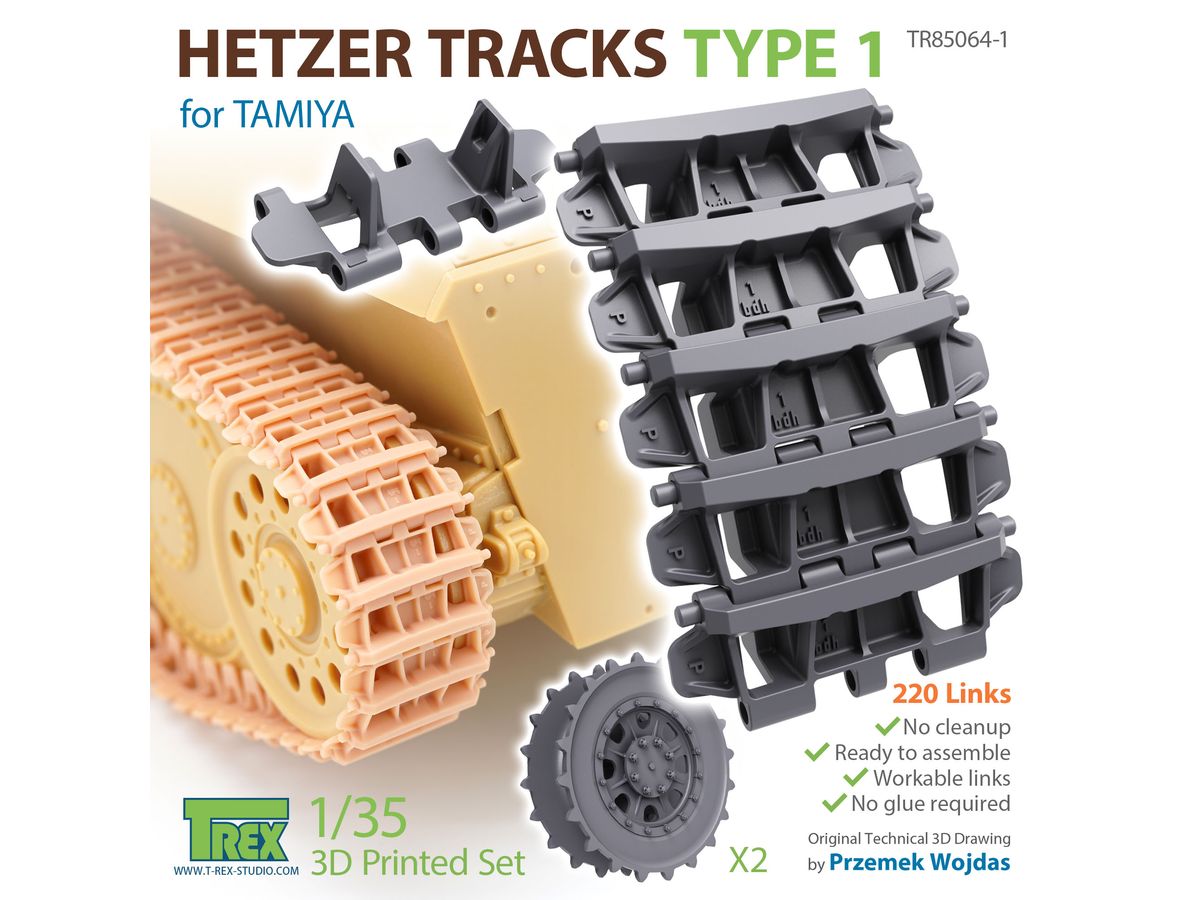 WWII Tracks for the German Hetzer Tank Destroyer Type1 w/Start Wheels (for Tamiya)