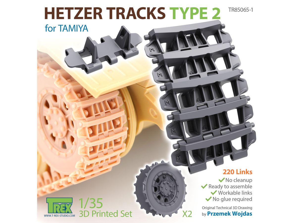 WWII Tracks for the German Hetzer Tank Destroyer Type2 w/Start Wheels (for Tamiya)