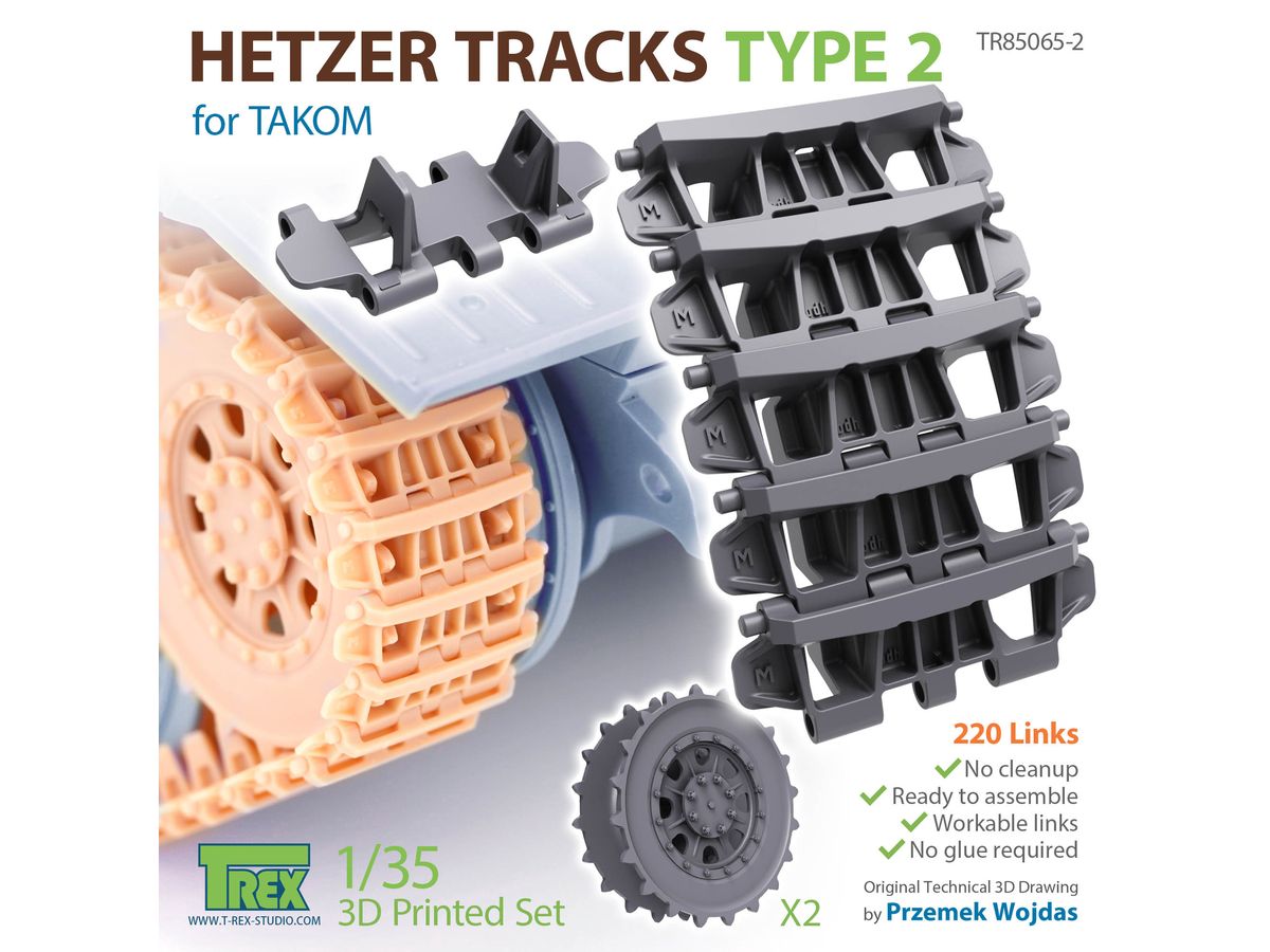 WWII Tracks for the German Hetzer Tank Destroyer Type2 w/Start Wheels (for Takom)