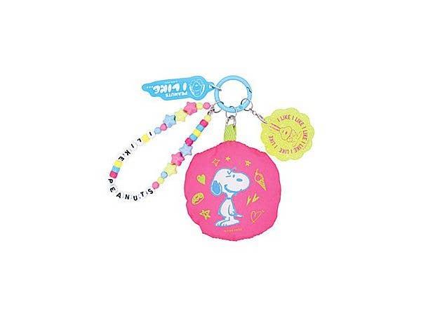 Snoopy: Jingling Cushion Keyring I like... Pink