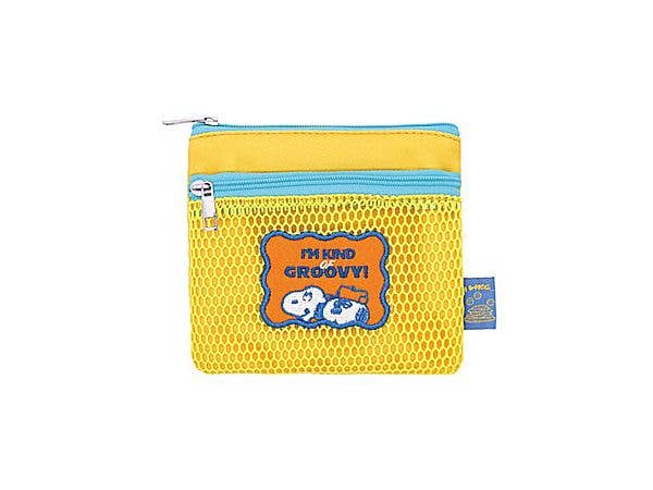Snoopy: 2-Zipper Mesh Pouch I like... Orange