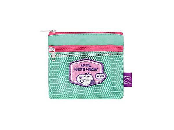 Snoopy: 2-Zipper Mesh Pouch I like... Mint