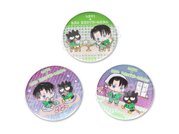 Attack On Titan x Sanrio Characters 4: Glitter Can Badge Set Levi x Bad Badtz Maru