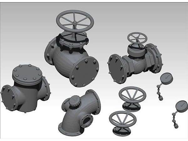 Set of valves and stopcocks