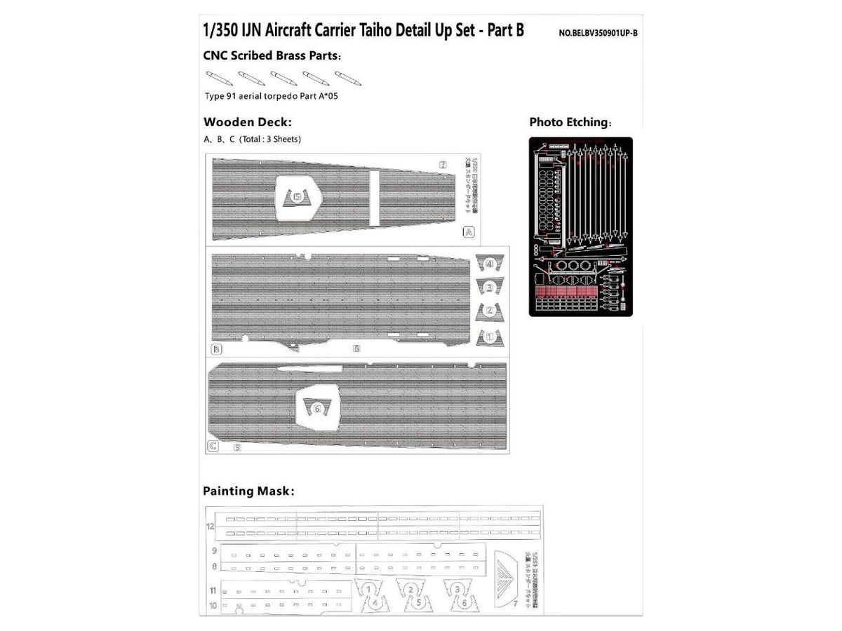 Japanese Navy Aircraft Carrier Taiho Detail Up Parts Set B (Deck)