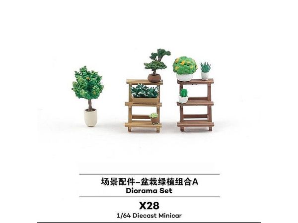 X28 Diorama Accessory Set Houseplant Bonsai Shelf Set