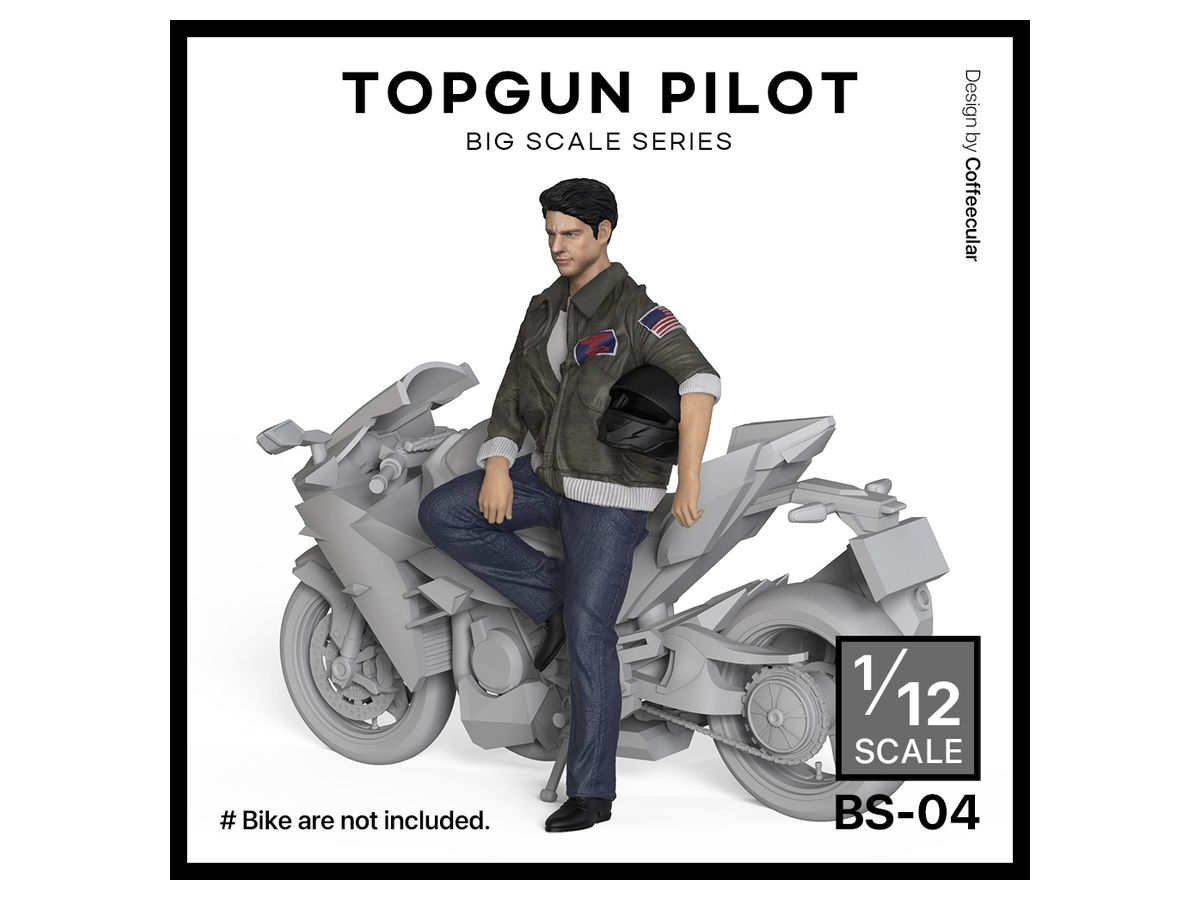Top Gun Pilot Leaning On a Motorbike