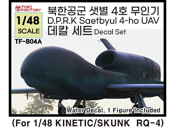 Current Use North Korean Air Force Saetbyul 4 Strategic Reconnaissance Drone Decal Set (for Kinetic/ Skunk Models RQ-4)