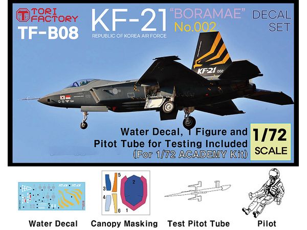 Current Use Korean Air Force KF-21 Borame Stealth Fighter 002 Decal Set with Measurement Probe (for Academy)